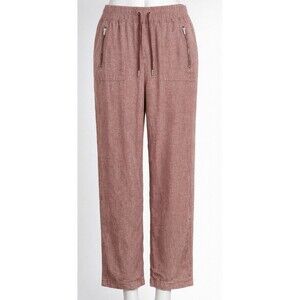 Athleta Cabo Linen Wide Leg Pants Women’s 14 Mauve Pink Drawstring Zip Pockets